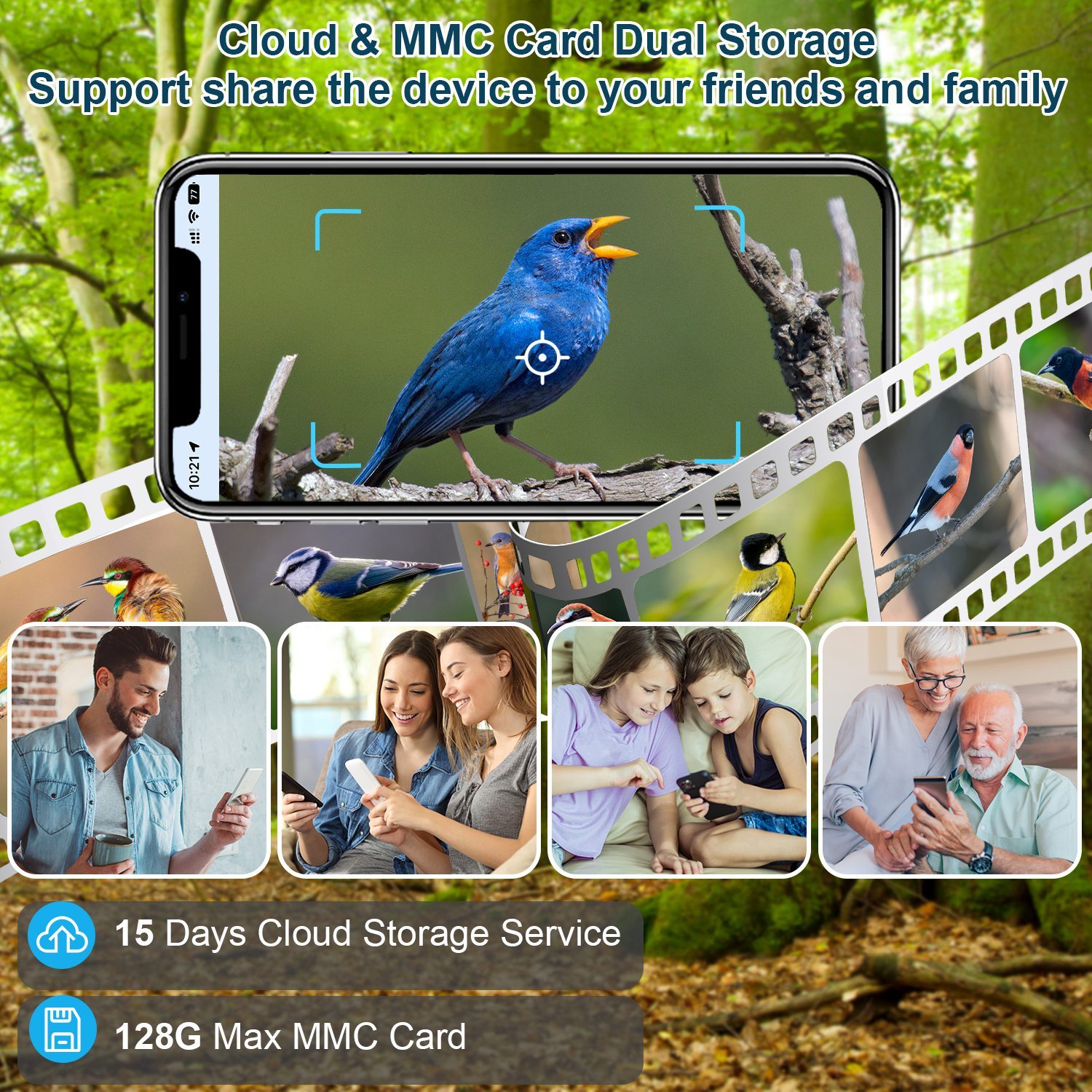 Smart Bird Feeder With Solar Powered Camera 1080P HD AI Identify PIR Motion Auto Capture Video Cloud Card Storage WiFi Connection App Control IP65 Waterproof - Image 4