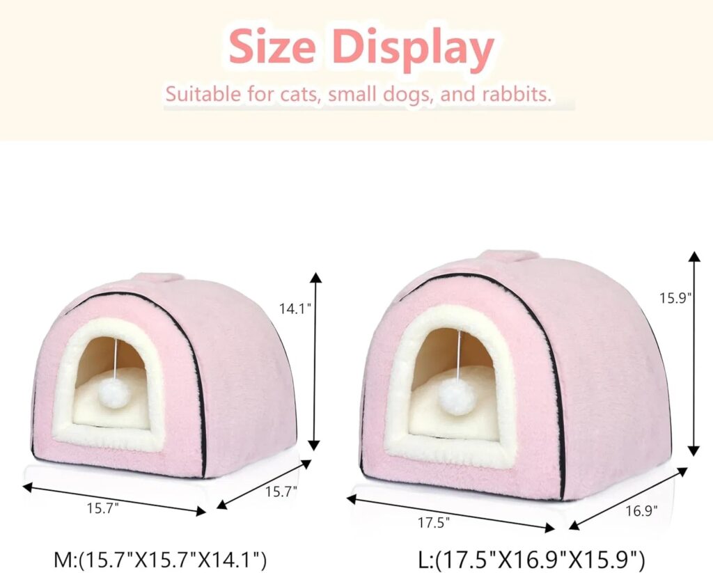 Cat Bed For Indoor Cats Foldable Cat Cave Anti-Slip Water-Resistant Bottom Cat Houses For Indoor Cats Or Small Dogs Kitten Tent