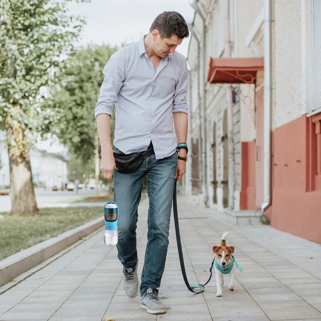 Portable Dog Water Bottle With Food Container & Filter, Travel Drinking Bottle For Pets - Image 3