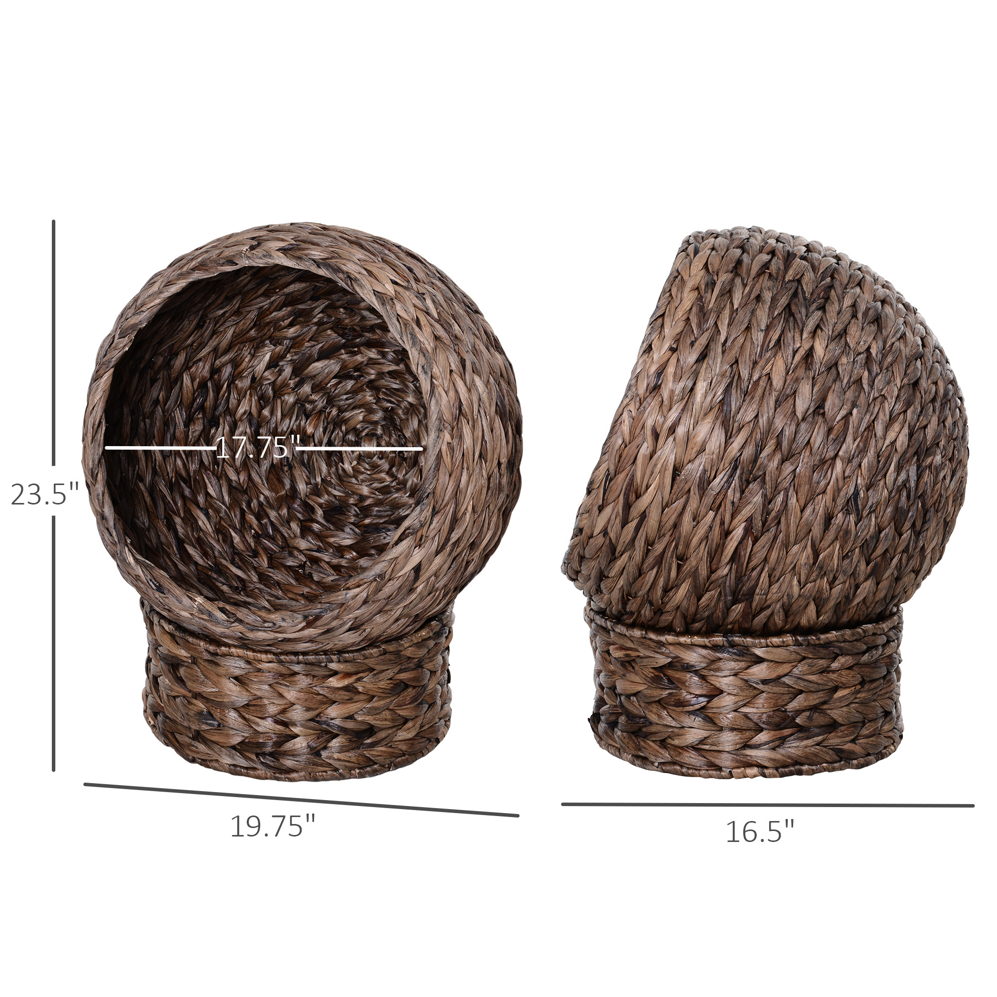 Handwoven Elevated Cat Bed with Rotating Basket and Soft Cushion, Wicker Cat Egg Chair with Stand, Brown - Image 4