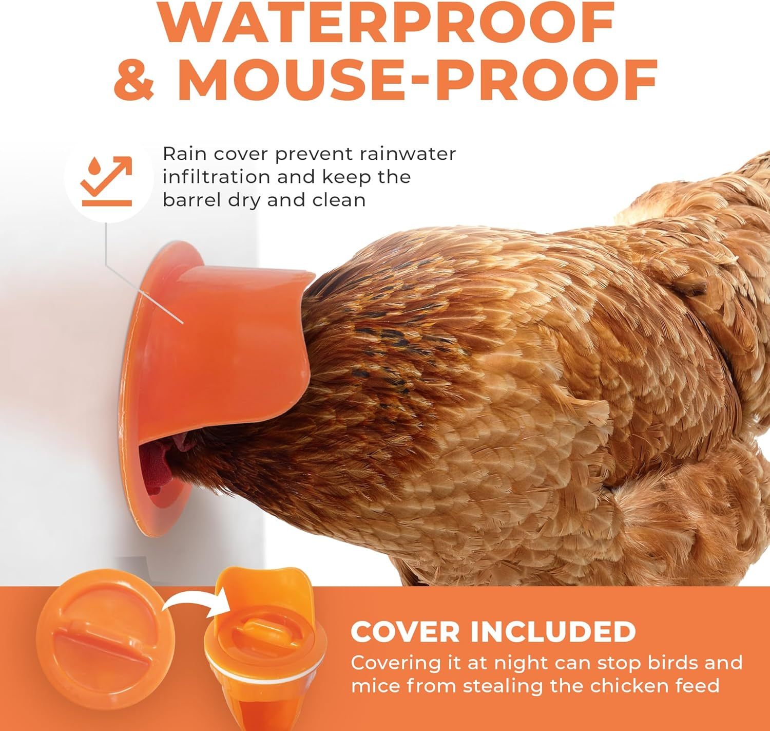 Durable Chicken Feeder Rain Proof Poultry Feeder Port Gravity Feed Kit For Buckets, Barrels, Bins, Troughs, Easy Clean - 6 Pack With Hole Saw For Easy Installation - Image 7