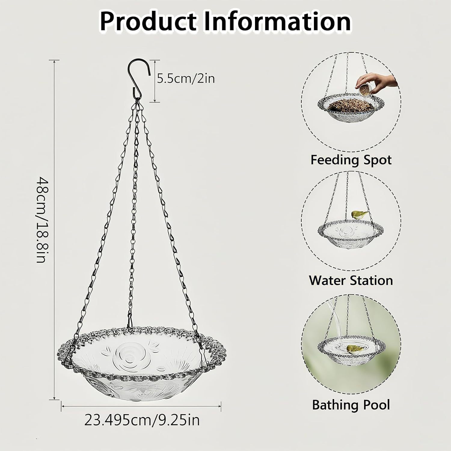 Hanging Bird Baths And Feeders For Outdoors, Plastic Bird Water Bowls For Garden And Yard Use - Image 7
