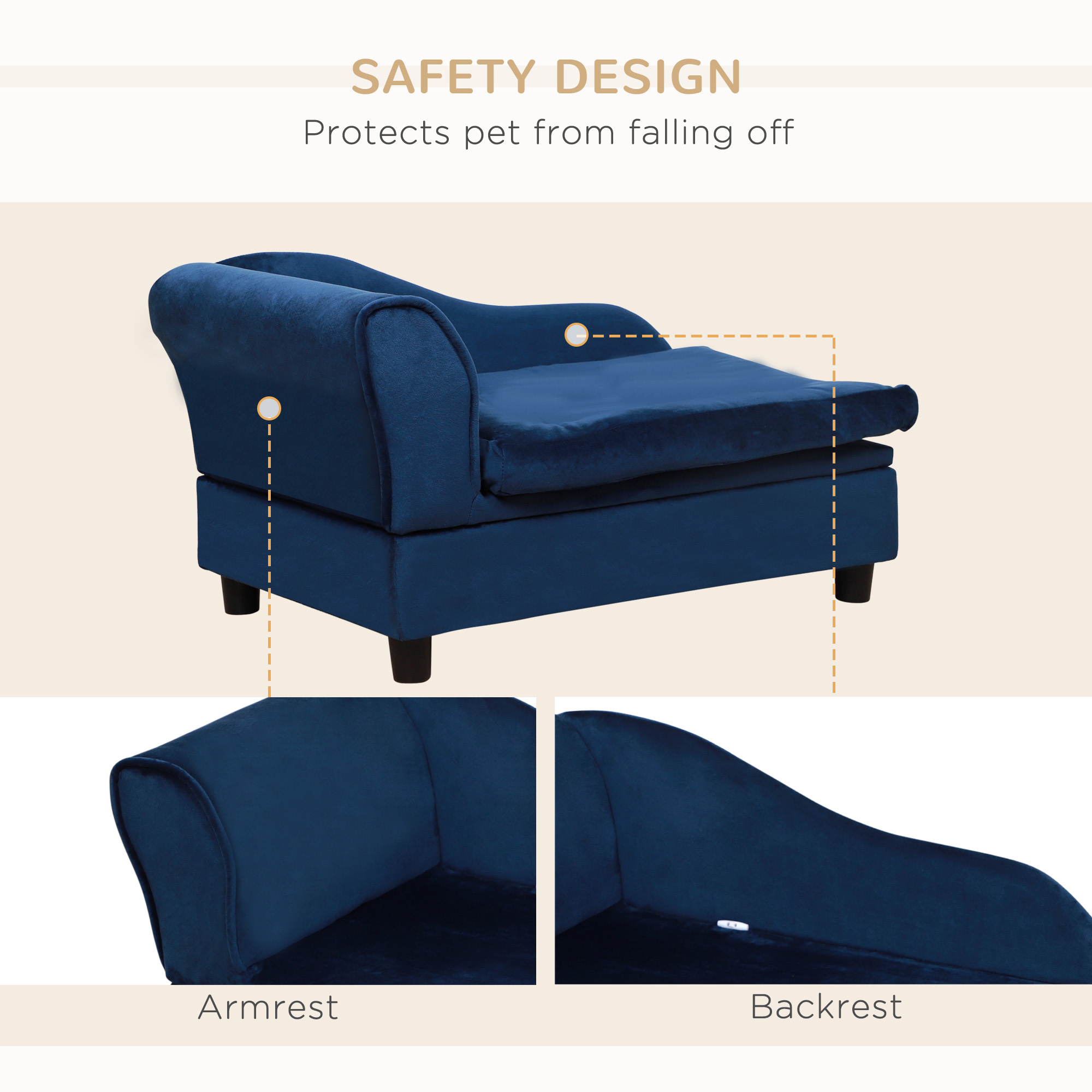 Pet Sofa Bed Couch with Storage, Pet Sofa for Cats and Small Dogs - Image 8