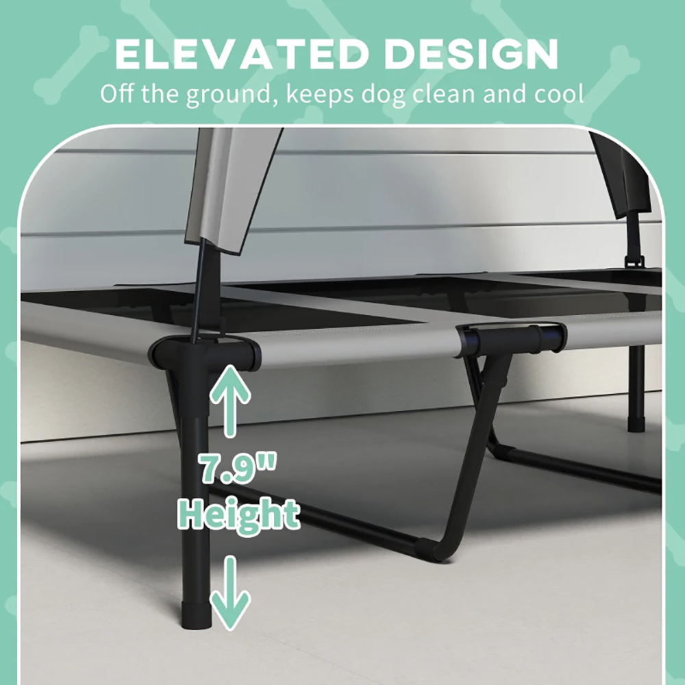 Elevated Dog Bed With Canopy, Raised Outdoor Pet Bed For Camping With Washable Breathable Mesh - Image 3