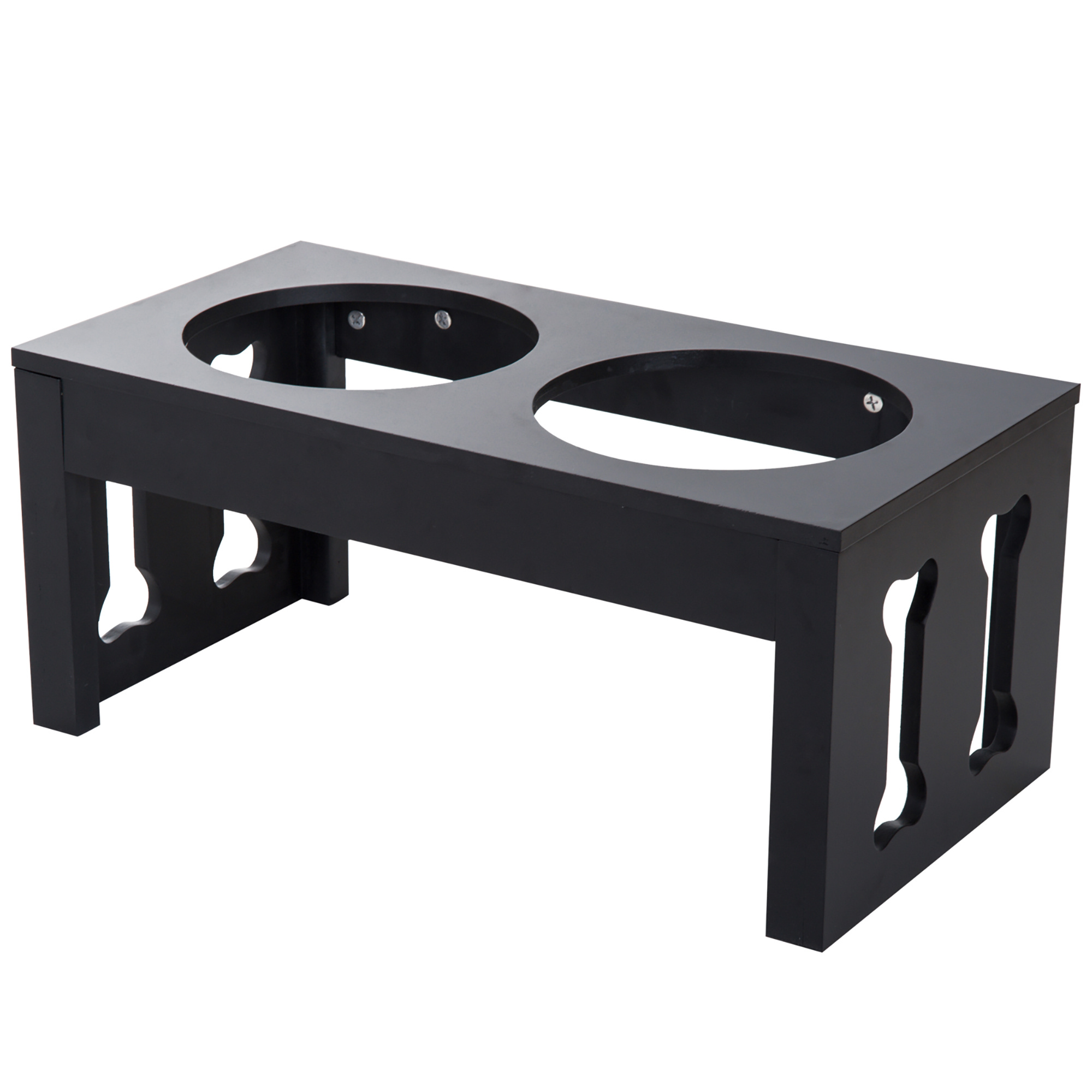23" Modern Decorative Raised Dog Bowls, Wooden Heavy Duty Pet Food and Water Bowl, Elevated Feeding Station, Black - Image 3