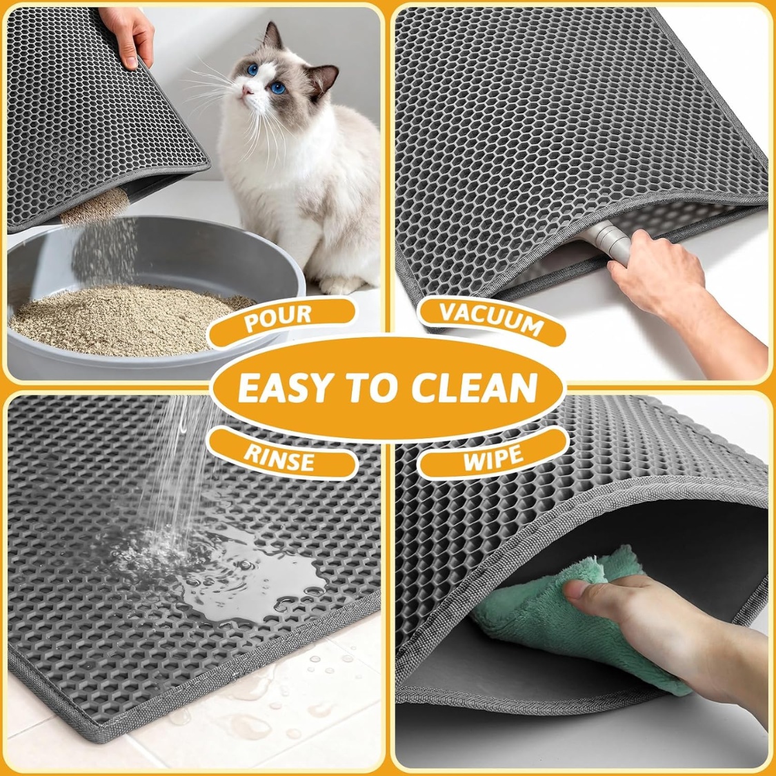 Cat Litter Mat Double Layer Waterproof Urine Proof Trapping Mat 1 Pack - Image 4
