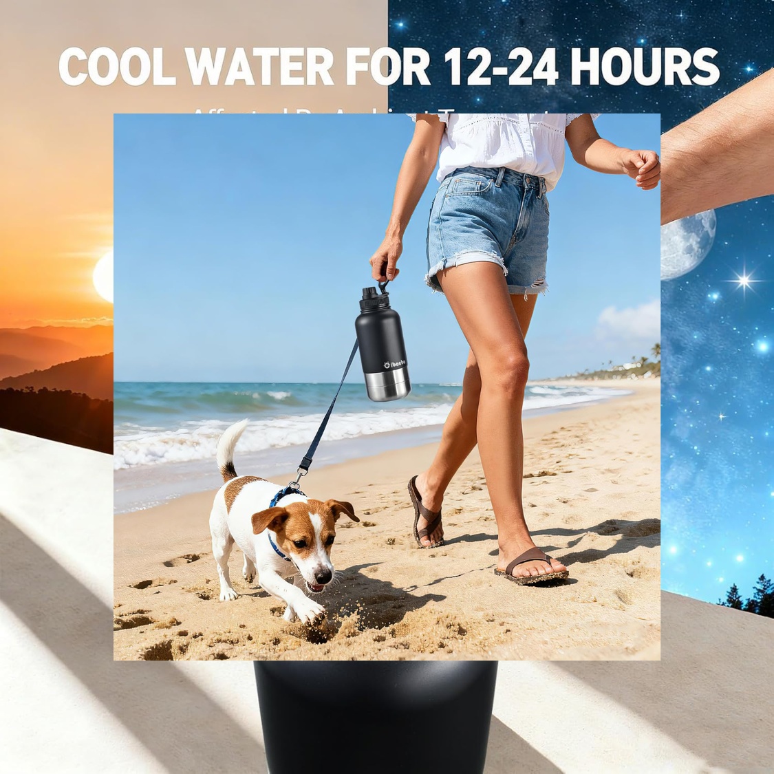 32 Oz Insulated Dog Water Bottle With 2 Bowls, Portable Pet Hydration For Travel - Image 3