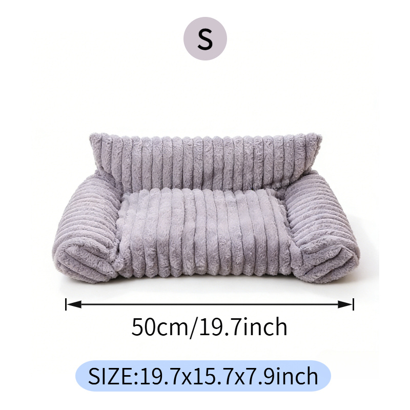 Cute Cat Couch For Pets - Fluffy Cat Beds With Premium Soft Corduroy Fleece, Fuzzy Cats Beds For Indoor Cats With Removable Washable Cover, Supportive Pet Sofa - Image 2