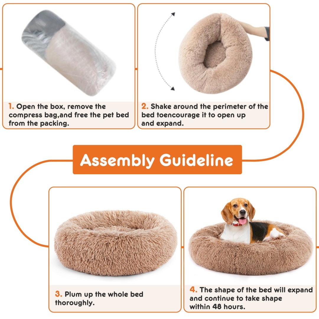 24 Inch Anti-Slip Round Fluffy Plush Faux Fur Cat Bed, Fits Up To 25 Lbs Pets - Image 10