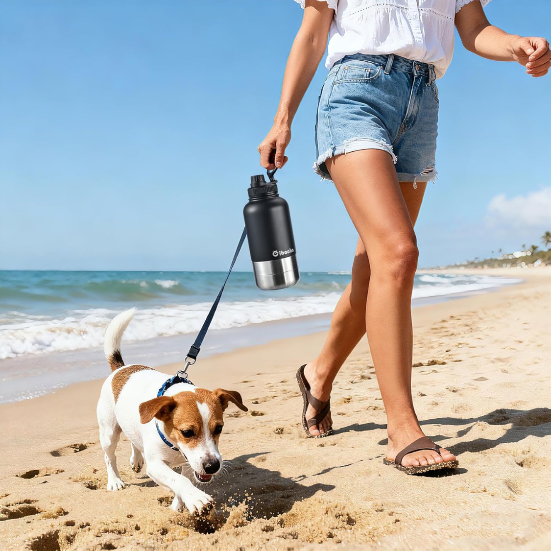 32 Oz Insulated Dog Water Bottle With 2 Bowls, Portable Pet Hydration For Travel - Image 2