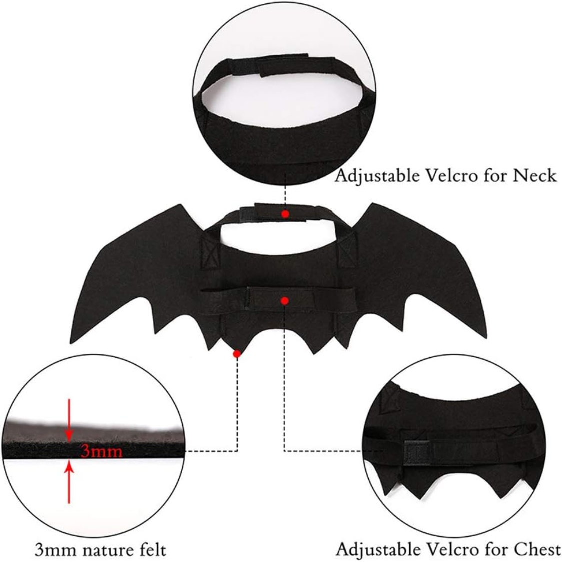 Pet Cat Bat Wings For Halloween Party Decoration, Puppy Collar Leads Cosplay Bat Costume,Cute Puppy Cat Dress Up Accessories - Image 2