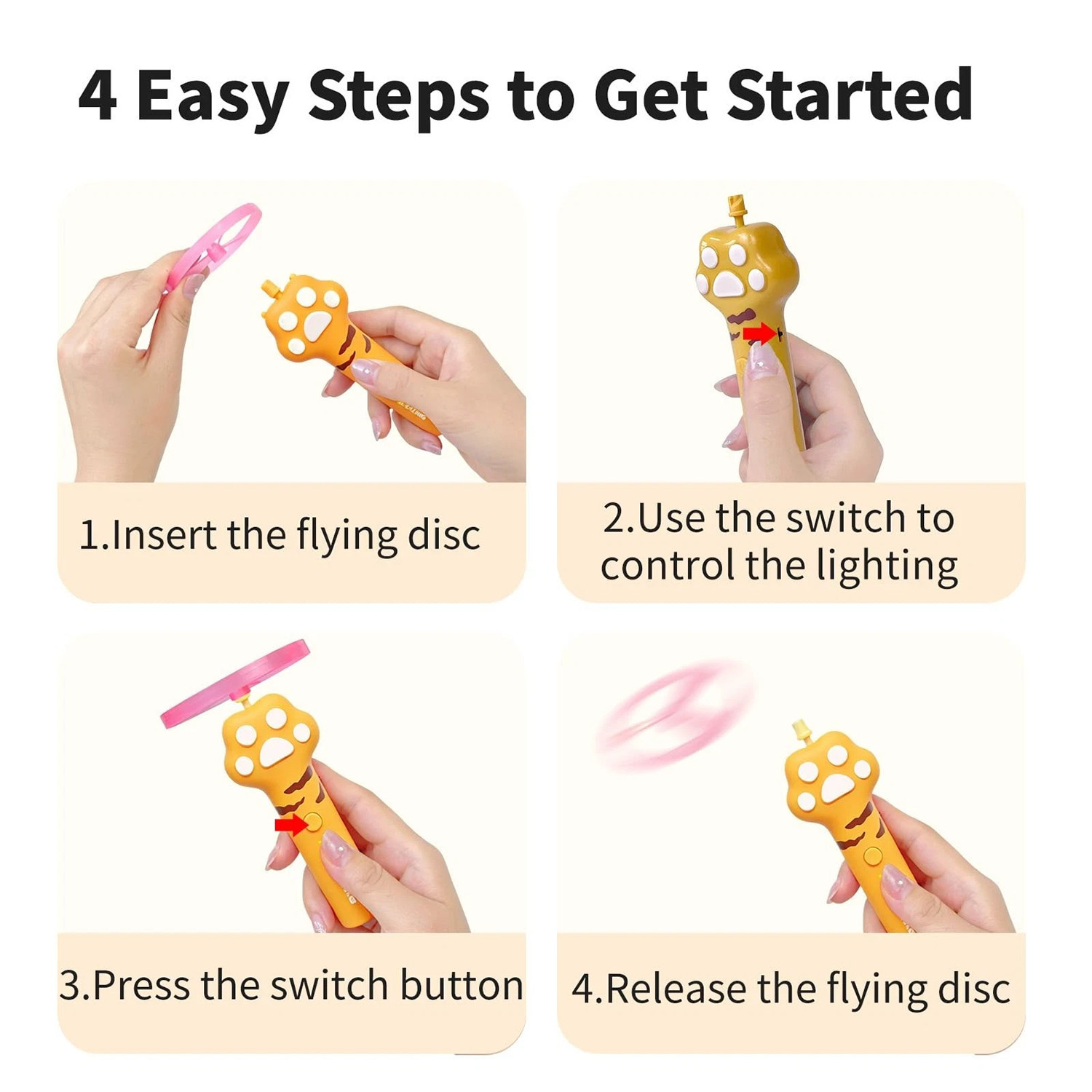 Cat Fetch Toy Flying Disc Launcher Rechargeable Interactive Cat Toys & 10 Discs - Image 4