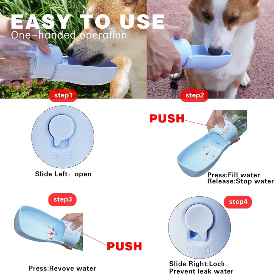 Foldable Dog Water Bottle, Portable Water Dispenser For Cat, Rabbit, Puppy And Small Animals, The Perfect Dog Gifts And Dishwasher Safe Pet - Image 2