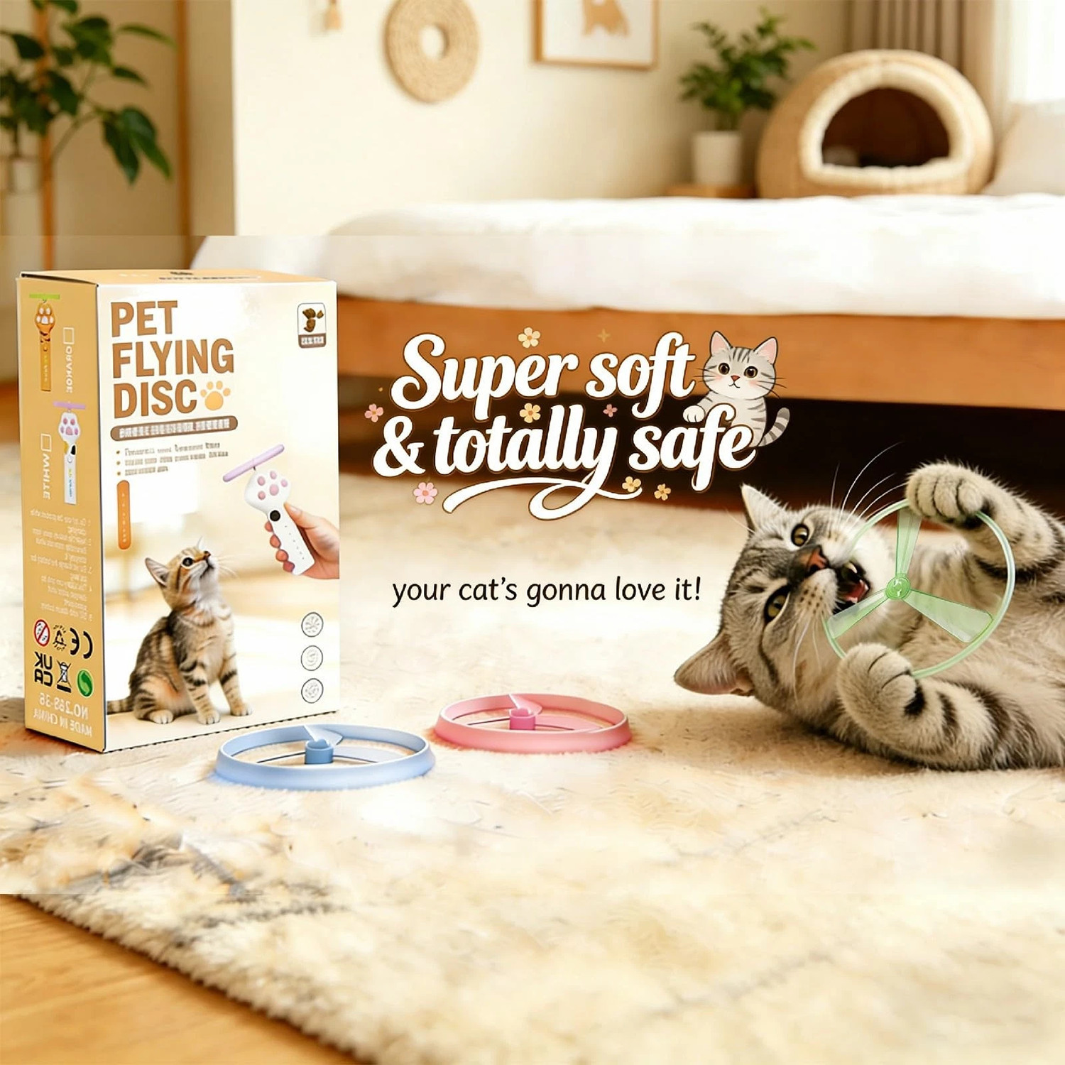 Cat Fetch Toy Flying Disc Launcher Rechargeable Interactive Cat Toys & 10 Discs - Image 6