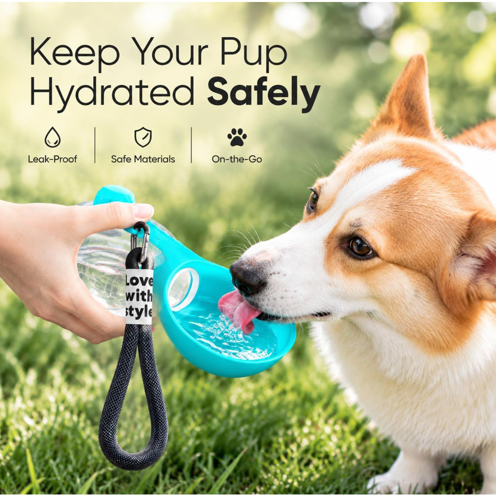 Portable Dog Water Bottle, 285ml BPA Free PETG Pet Travel Water Bottle With Foldable Silicone Bowl, Leak Proof Hands-Free Collar Clip Design For Small Dogs Walking Hiking Camping - Image 5