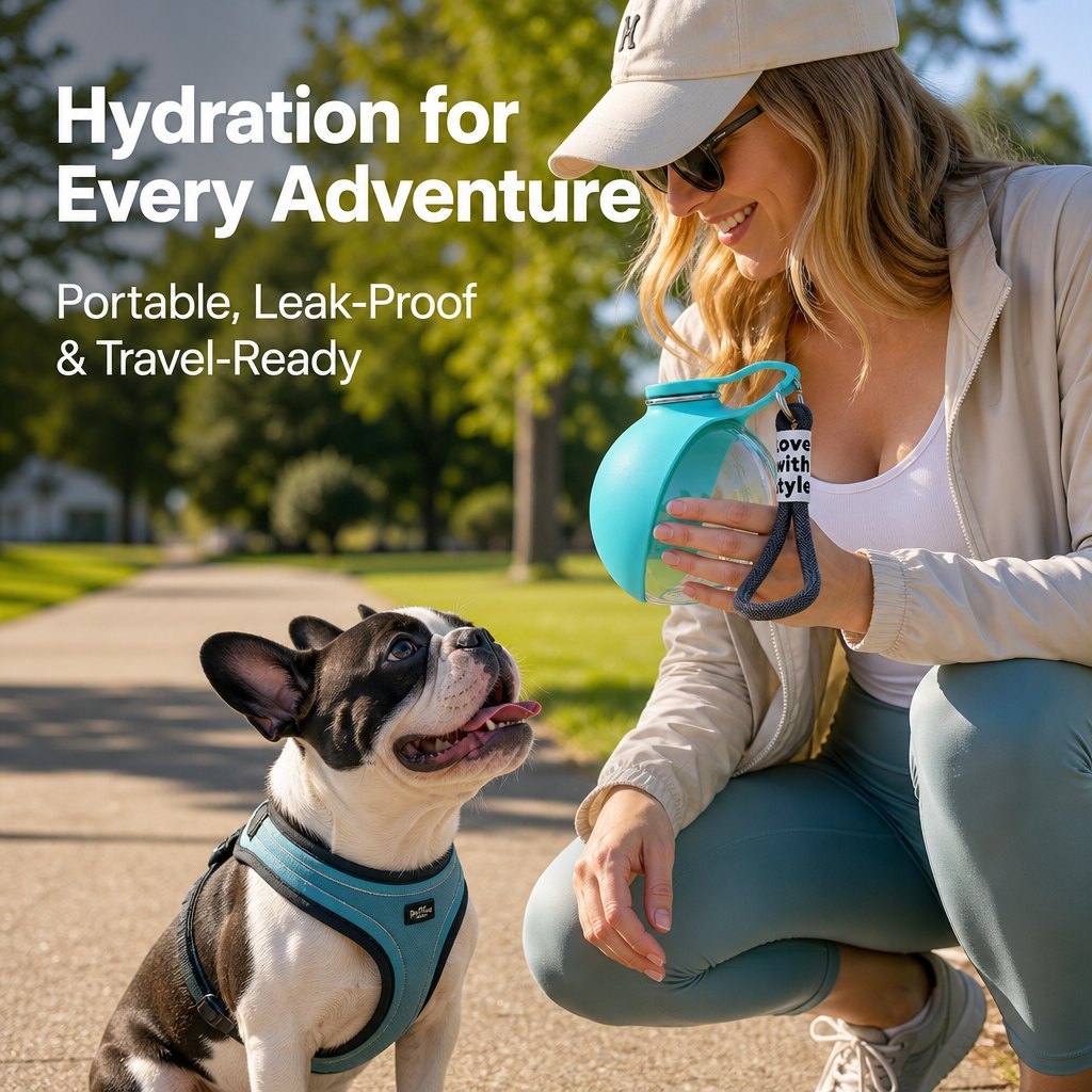 Portable Dog Water Bottle, 285ml BPA Free PETG Pet Travel Water Bottle With Foldable Silicone Bowl, Leak Proof Hands-Free Collar Clip Design For Small Dogs Walking Hiking Camping - Image 4