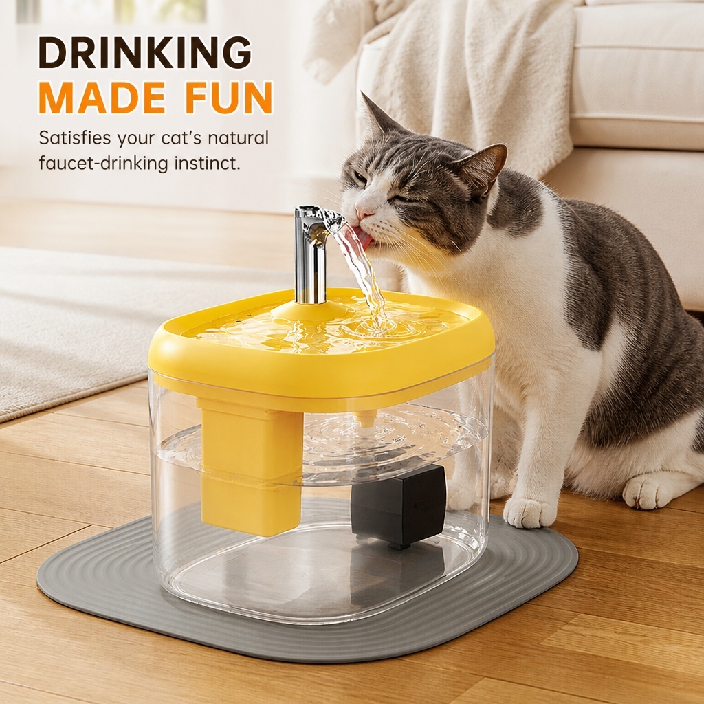 2.5L Pet Water Fountain, Automatic Circulating Cat Water Dispenser With Transparent Water Tank, Quiet Drinking Water Bowl For Cats And Small Dogs - Image 5