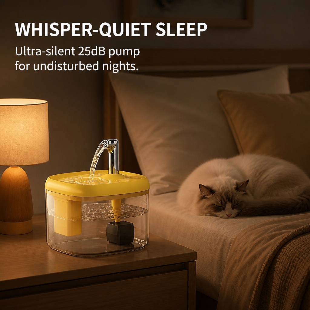 2.5L Pet Water Fountain, Automatic Circulating Cat Water Dispenser With Transparent Water Tank, Quiet Drinking Water Bowl For Cats And Small Dogs - Image 4