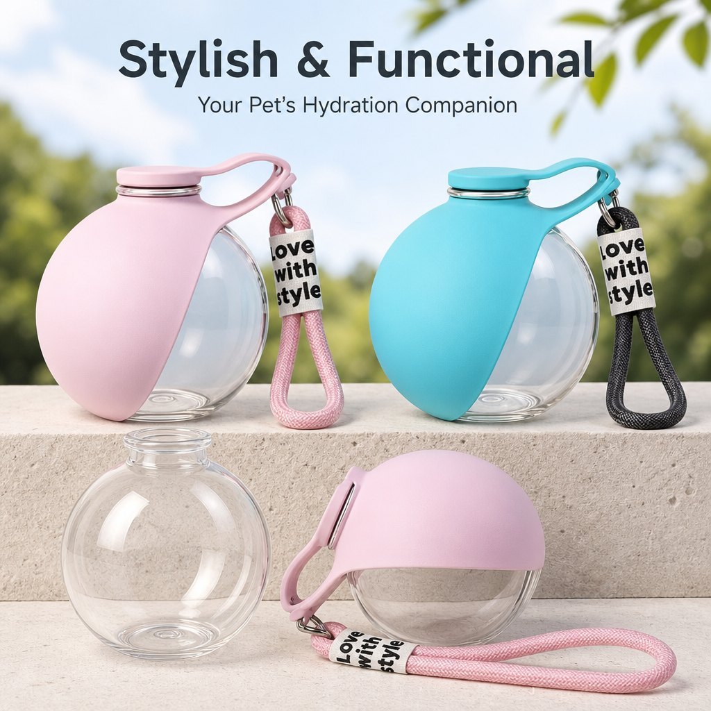 Portable Dog Water Bottle, 285ml BPA Free PETG Pet Travel Water Bottle With Foldable Silicone Bowl, Leak Proof Hands-Free Collar Clip Design For Small Dogs Walking Hiking Camping - Image 6